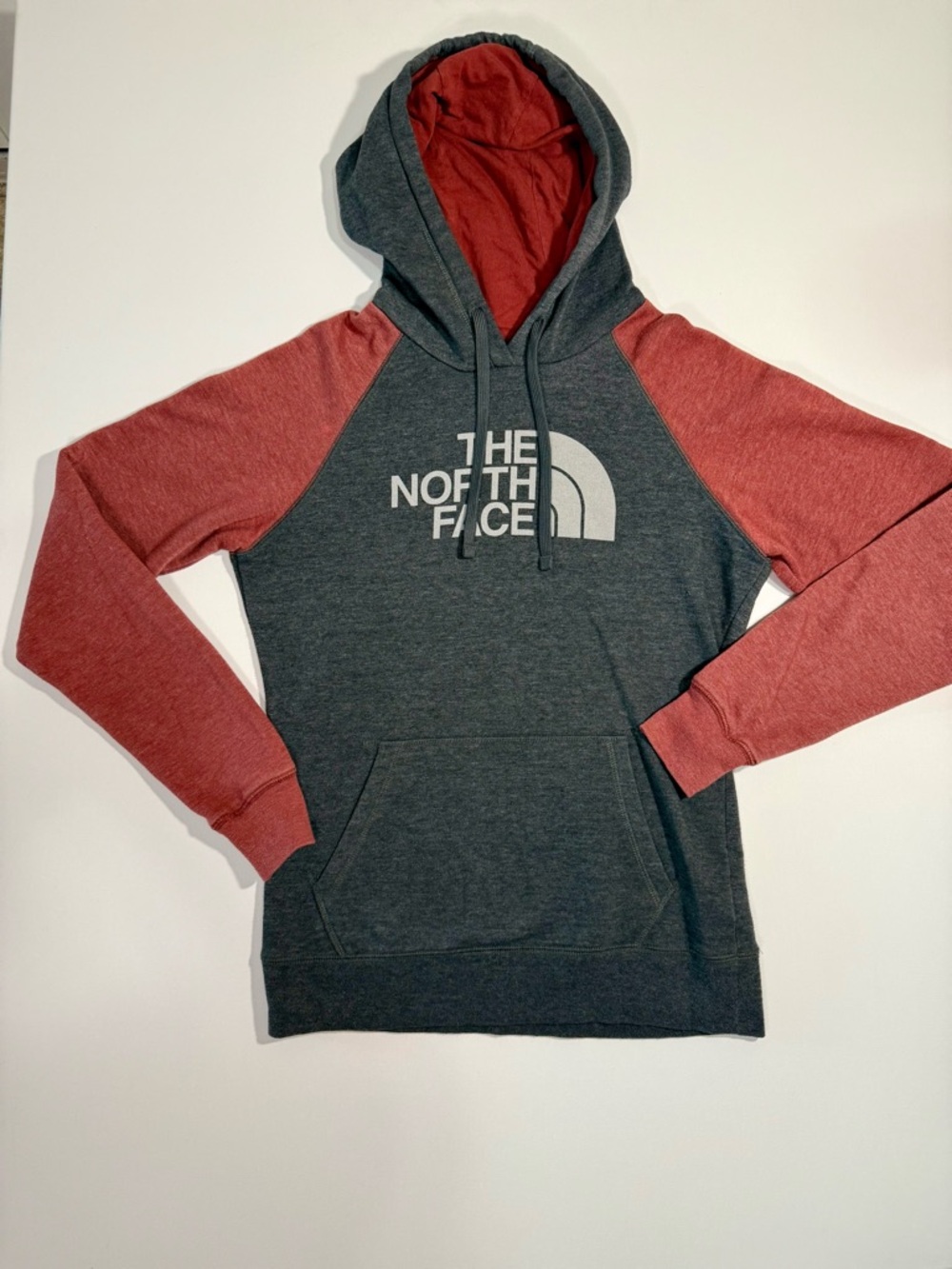 The North Face Men's Crewneck Hoodie - Charcoal & Brick Red
